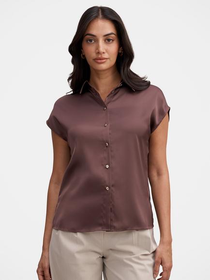 Forever New Nelly Short Sleeve Shirt, Chocolate Brownie, Chocolate Brownie