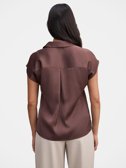 Forever New Nelly Short Sleeve Shirt, Chocolate Brownie - view 2, Chocolate Brownie
