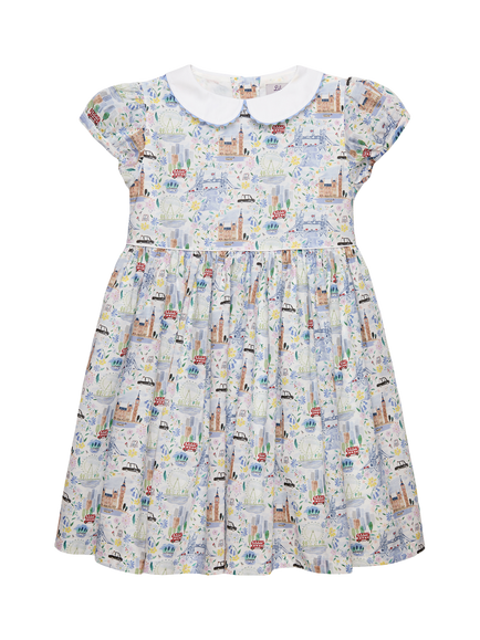 Trotters Kids' Liberty Pride & Bloom Puff Sleeve Peter Pan Dress, Multi, Multi