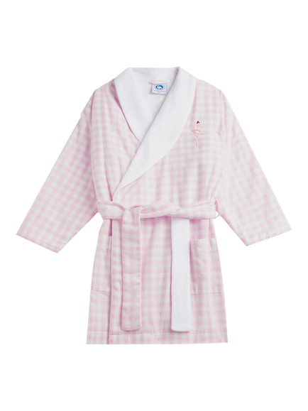Trotters Kids' Margot Ballerina Brushed Cotton Dressing Gown, Pink, Pink
