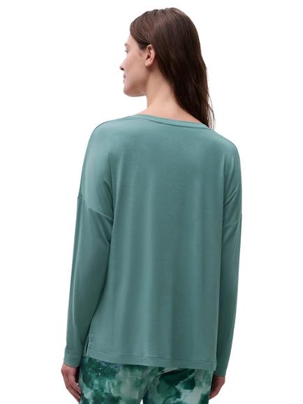 Femilet Lott Long Sleeve Pyjama Top containing LENZING™ ECOVERO™ Viscose, Sea Pine - view 2, Sea Pine