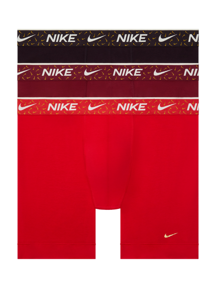 Nike Elite Cotton Stretch Boxer Shorts, Pack of 3, Red/Multi, Red/Multi