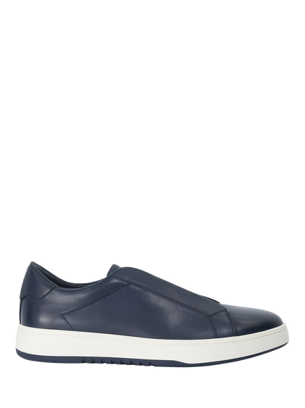 Dune London Troys Leather Laceless Cupsole Trainers, Navy