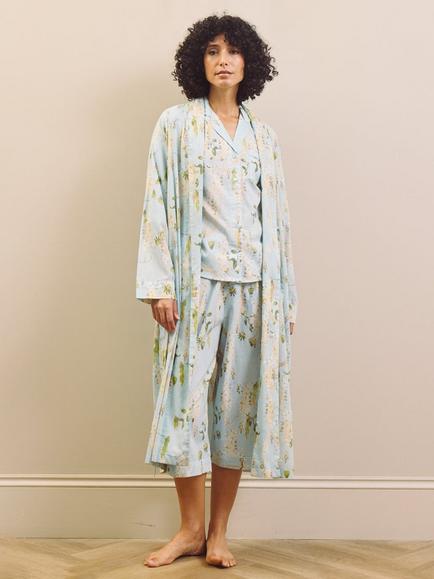 Their Nibs Pale Blue Wisteria Cotton Grandpa Dressing Gown, Blue, Blue