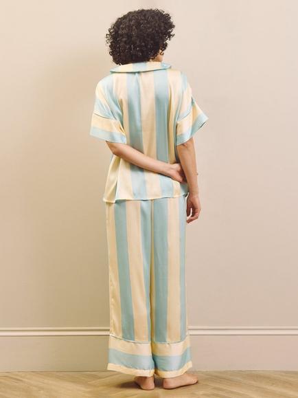 Their Nibs Stripe Satin Oversize Pyjama Set, Duck Egg - view 2, Duck Egg