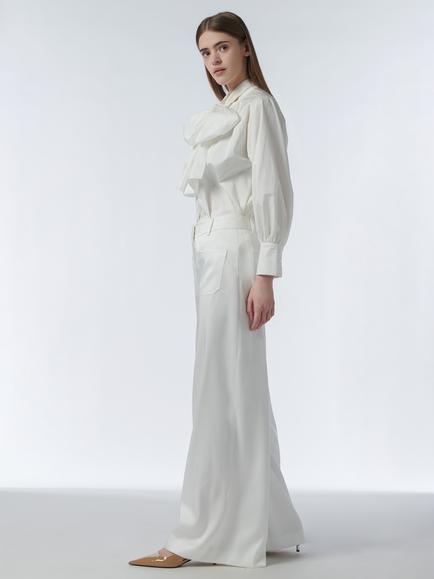LEEM Wide Leg Trousers, White - view 2, White