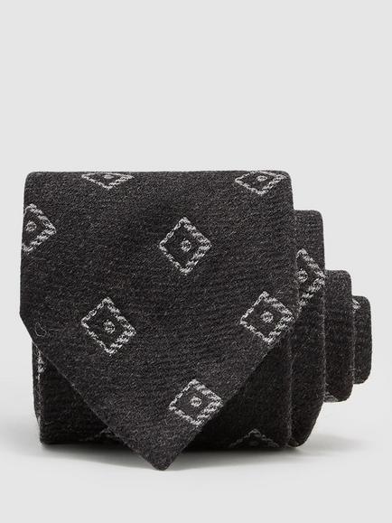 Reiss Fazio Wool Rich Tie, Charcoal Grey