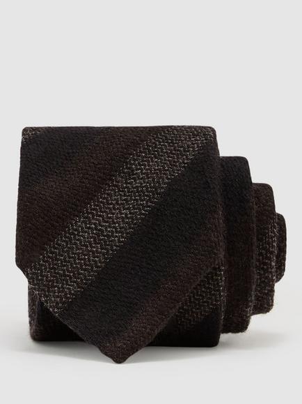 Reiss Agnolo Wool Tie, Brown/Navy/Grey, Brown/Navy/Grey