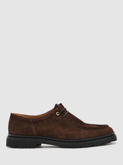 Reiss Hatton Suede Lace Up Derby Shoes, Brown, Brown