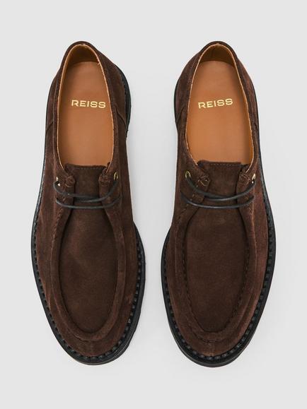 Reiss Hatton Suede Lace Up Derby Shoes, Brown - view 2, Brown