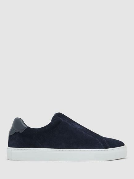 Reiss Emil Suede Trainers, Dark Navy