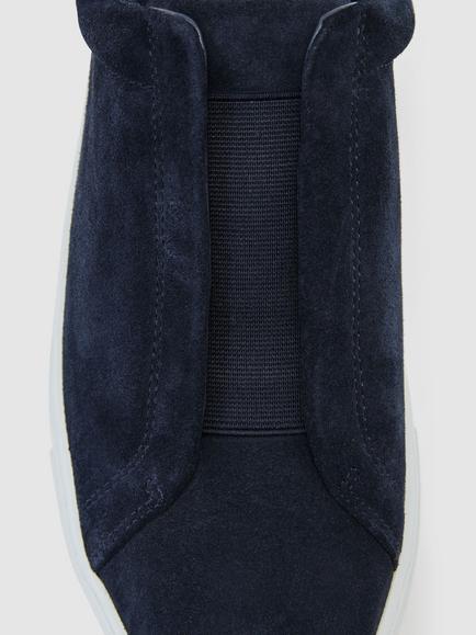 Reiss Emil Suede Trainers - view 2, Dark Navy