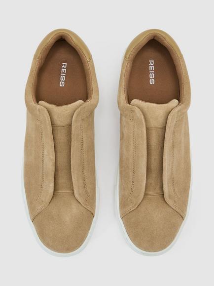 Reiss Emil Suede Trainers - view 2, Sand
