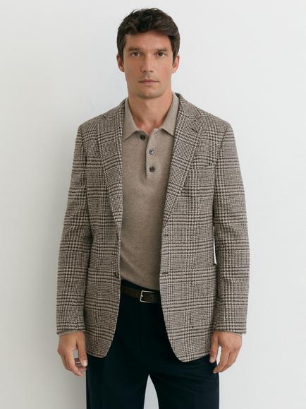 Reiss Tuscan Wool Rich Blazer, Brown/White, Brown/White