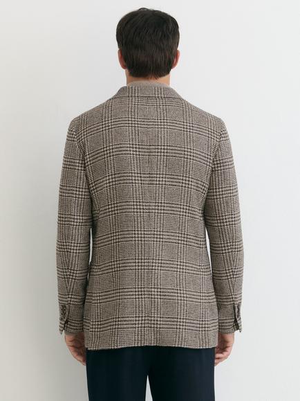 Reiss Tuscan Wool Rich Blazer, Brown/White - view 2, Brown/White