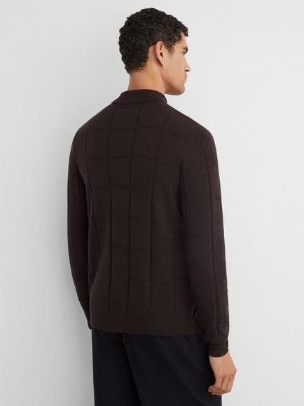 Reiss Martindale Pure Wool Cardigan, Dark Brown - view 2, Dark Brown