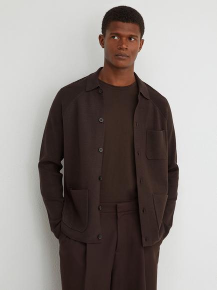 Reiss Fitzwillia Collared Cardigan, Chocolate Brown