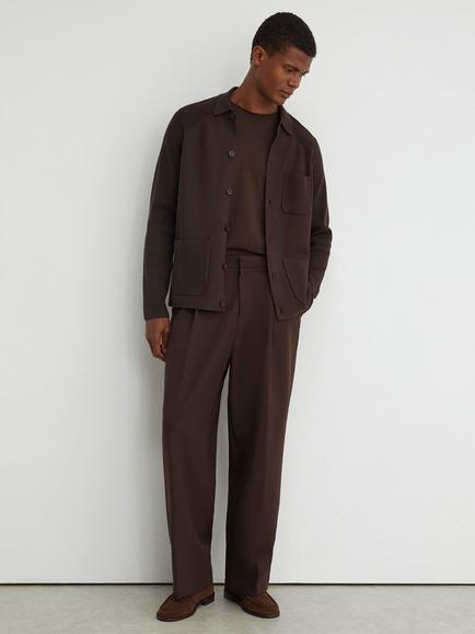 Reiss Fitzwilliam Collared Cardigan - view 2, Chocolate Brown