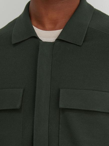Reiss Fleetwood Collared Cardigan - view 2, Dark Green