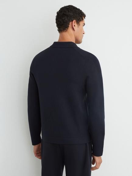 Reiss Fleetwood Collared Knit Cardigan, Navy - view 2, Navy