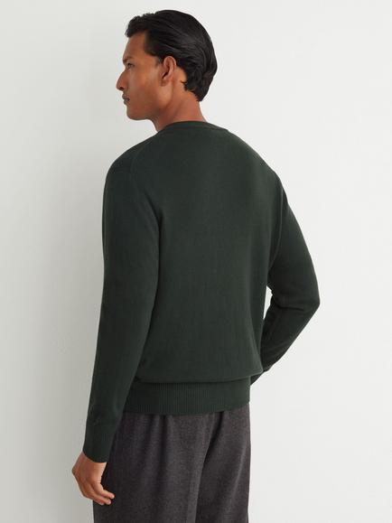 Reiss Stoke Wool Rich Cardigan - view 2, Forest Green