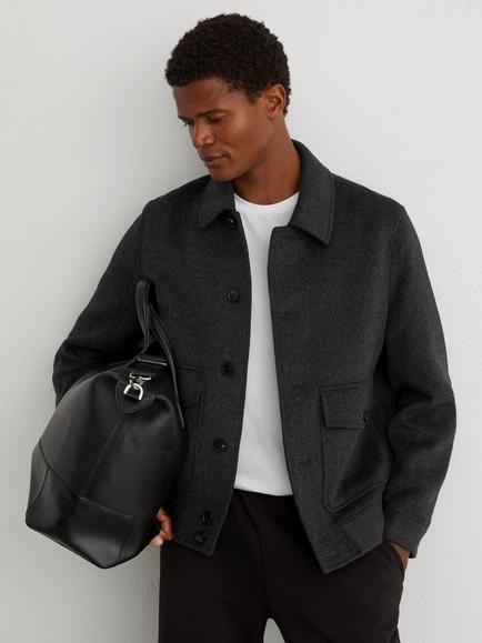 Reiss Deluca Wool Blend Shacket, Charcoal Grey