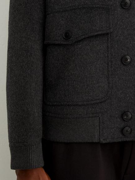 Reiss Deluca Wool Blend Shacket - view 2, Charcoal Grey