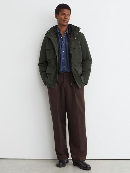 Reiss Glick Funnel Neck Utility Jacket, Dark Green
