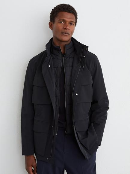 Reiss Glick Funnel Neck Utility Jacket, Navy