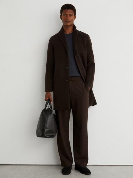 Reiss Knight Wool Rich Overcoat, Dark Brown, Dark Brown