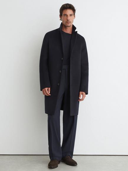 Reiss Knight Wool Rich Overcoat, Navy, Navy