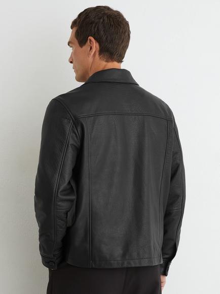 Reiss Ortega Leather Jacket, Black - view 2, Black