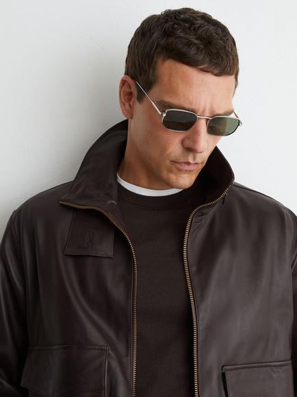 Reiss Trinity Leather Jacket - view 2, Bordeaux