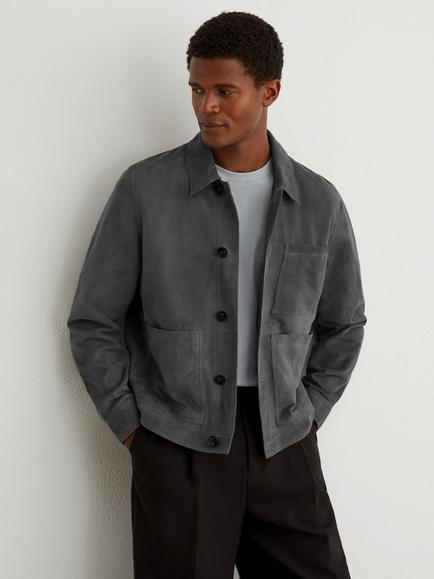 Reiss Wilstead Suede Jacket, Petrol Blue, Petrol Blue