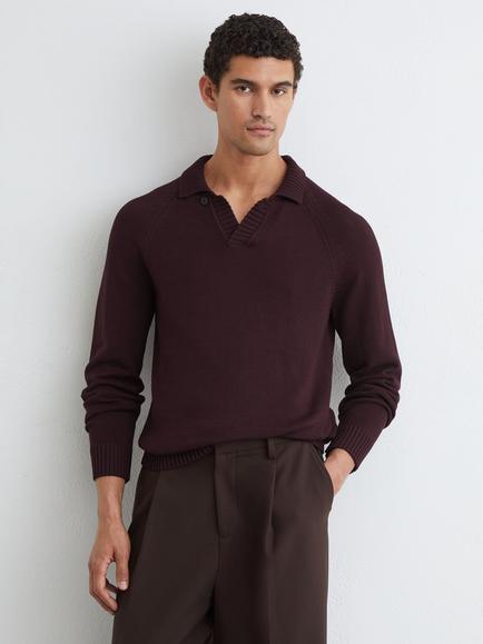Reiss Ashdown Cotton Polo Shirt, Bordeaux, Bordeaux