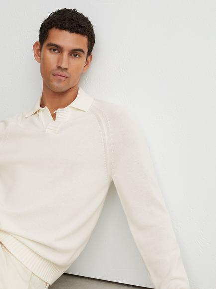 Reiss Ashdown Cotton Polo Shirt, Bordeaux - view 2, White