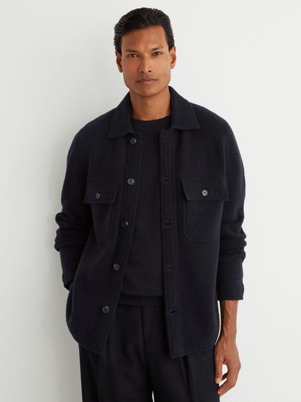 Reiss Banstead Regular Fit Wool Shirt, Navy, Navy