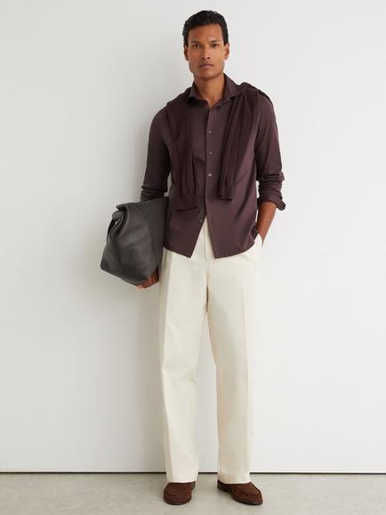 Reiss Duke Regular Fit Cotton Shirt, Dark Plum, Dark Plum