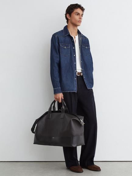 Reiss Mountain Cotton Rich Regular Fit Shirt, Indigo Blue - view 2, Indigo Blue