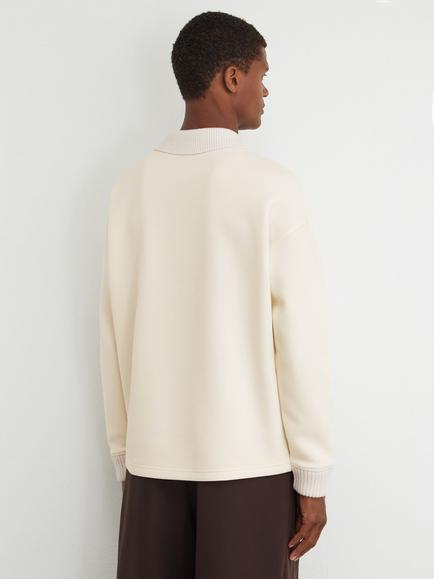 Reiss Beaton Cotton Rich Collared Jumper, Off White - view 2, Off White