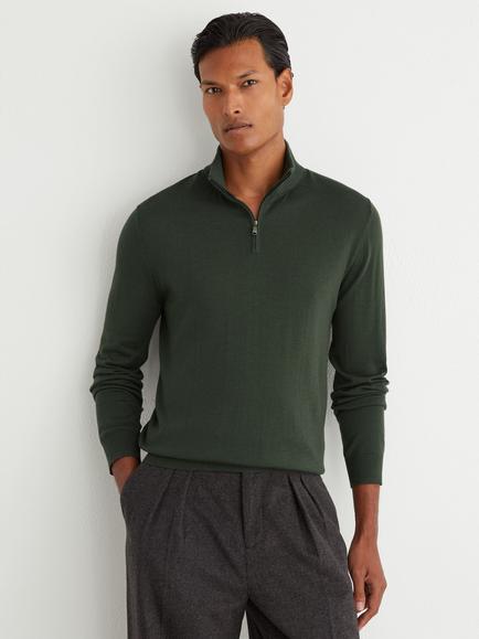 Reiss Blackhall Funnel Neck Merino Wool Jumper, Dark Green