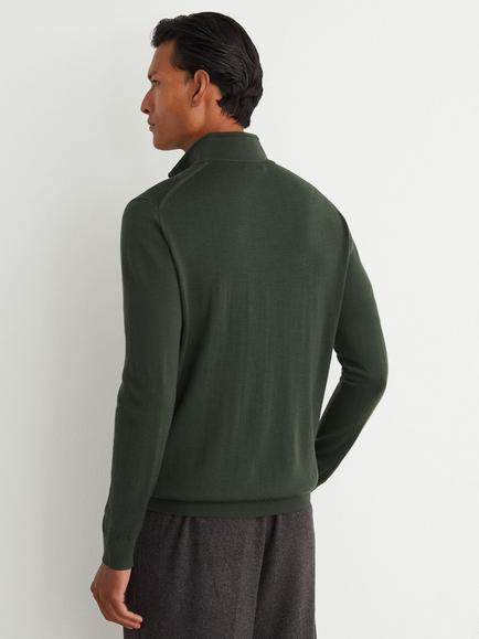 Reiss Blackhall Funnel Neck Merino Wool Jumper - view 2, Dark Green