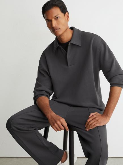 Reiss Brooks Collared Jumper - view 2, Charcoal Grey