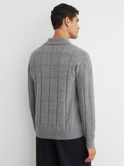 Reiss Compton Fine Knit Polo Neck Wool Jumper - view 2, Grey
