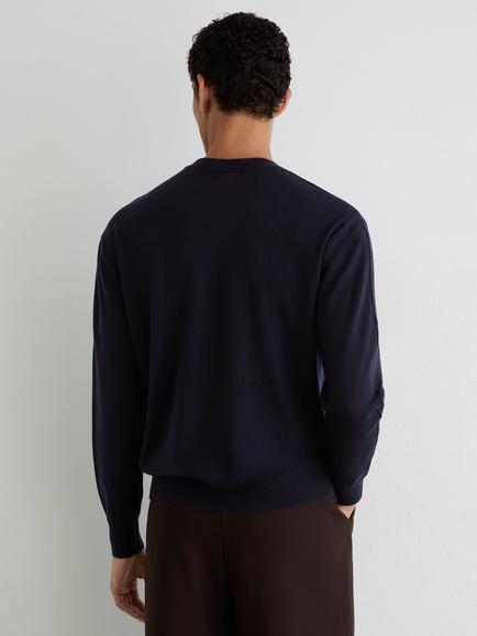 Reiss Earlsfield Wool V-Neck Jumper - view 2, Navy