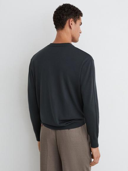 Reiss Earlsfield Wool V-Neck Jumper - view 2, Vulcan Grey