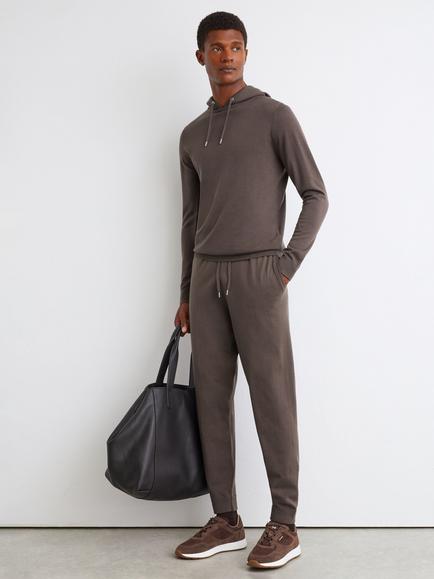 Reiss Holland Wool Pullover Hoodie, Ridge Brown, Ridge Brown