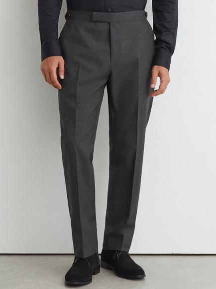 Reiss Wool Side Adjuster Trousers, Charcoal Grey, Charcoal Grey