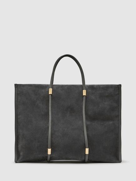 Reiss Ramona Leather Tote Bag, Grey, Grey