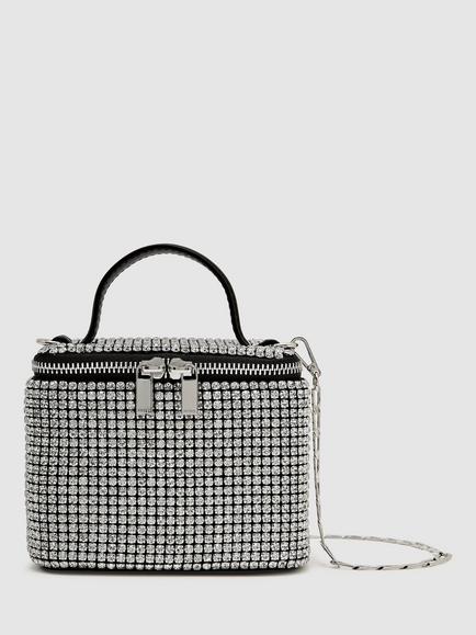 Reiss Nova Embellished Mini Vanity Clutch Bag, Silver, Silver